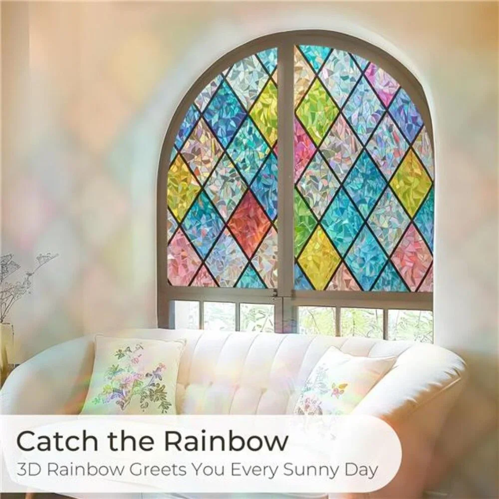 Window Privacy Film Stained Glass, Lattice, 17.7 x 78.7 inches
